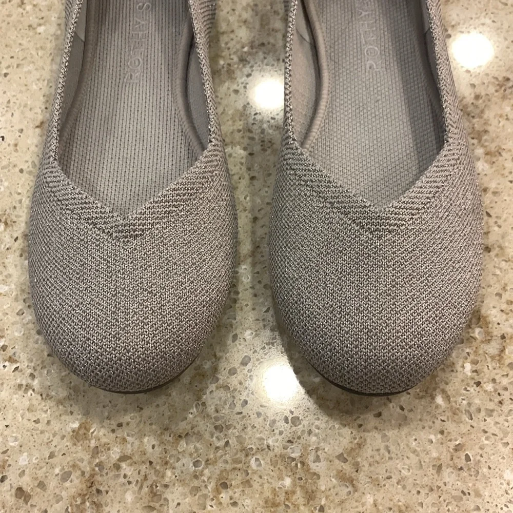 Rothy's The FLAT Metallic Silver Loafer Women's Round Toe Slip Ons Size 8.5 - Picture 2 of 8